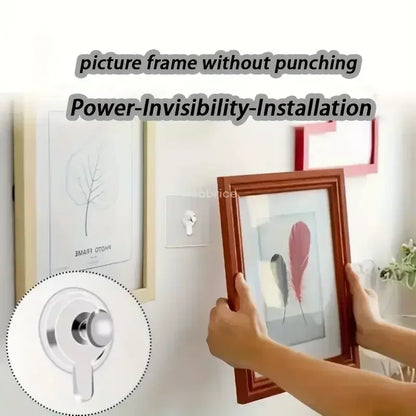 50/10pcs Self-adhesive Wall Hooks for Photo Frame Clock Strong Adhesive Transparent Nails Wall Hook Hangers Hanging Nail Holders