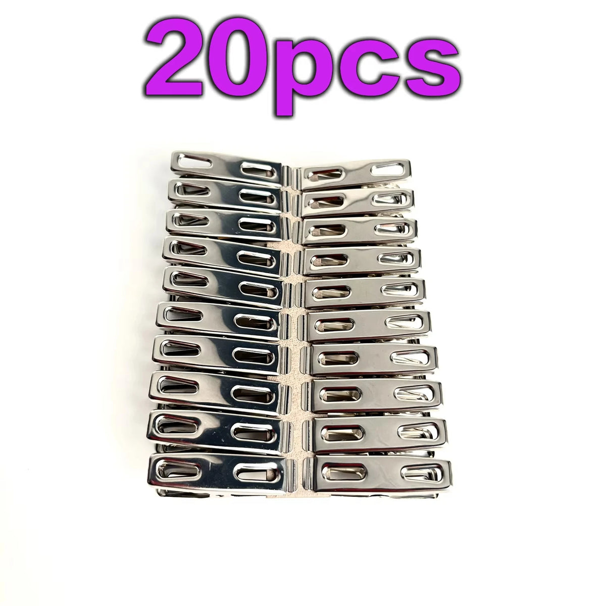 20pcs Stainless Steel Clothespins, Binder Clips, Heavy Duty Clothes Pins, Metal Clip Set, Metal Clothes Clips For Clothes Sock F