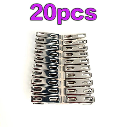 20pcs Stainless Steel Clothespins, Binder Clips, Heavy Duty Clothes Pins, Metal Clip Set, Metal Clothes Clips For Clothes Sock F