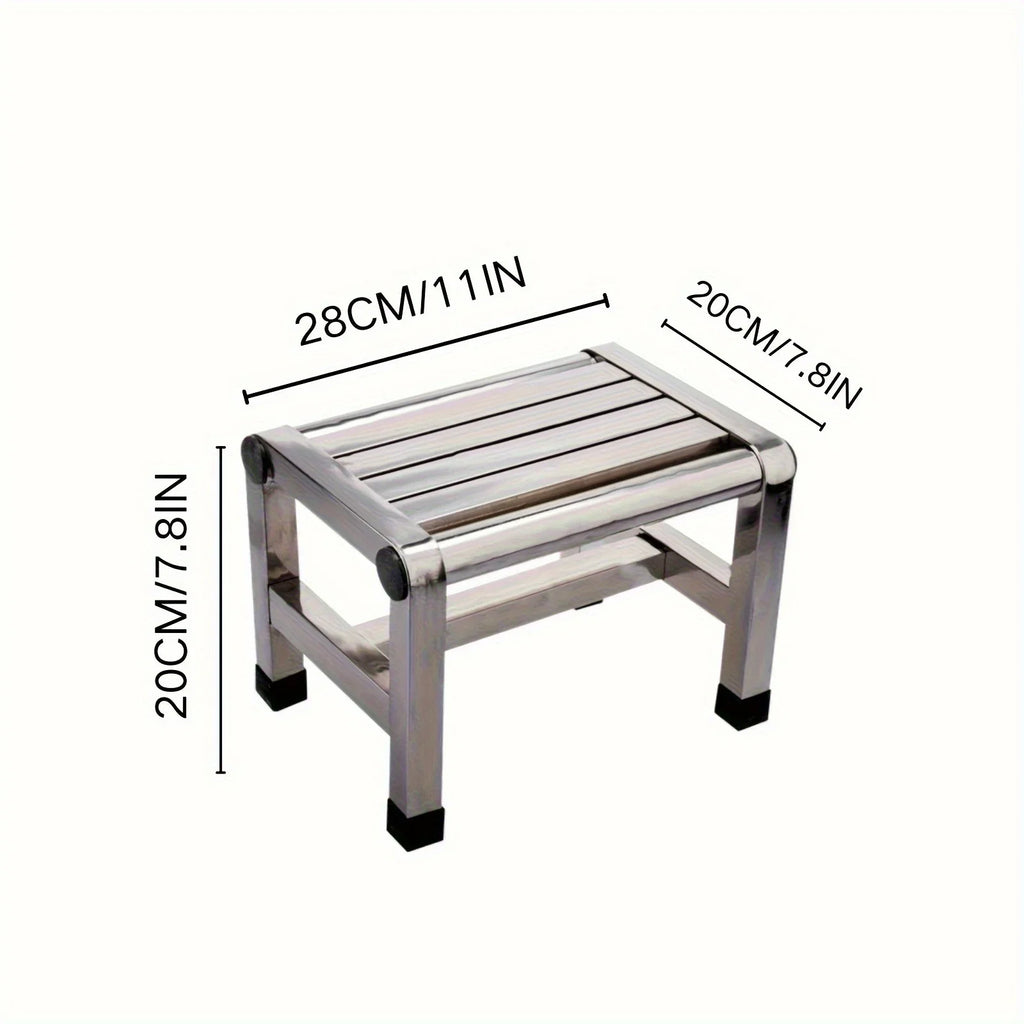 1Pc Multi-purpose Stainless Steel Stool - Durable Thick & Sturdy Stool, Ideal for Living Room, Bathroom, Kitchen and Corridors
