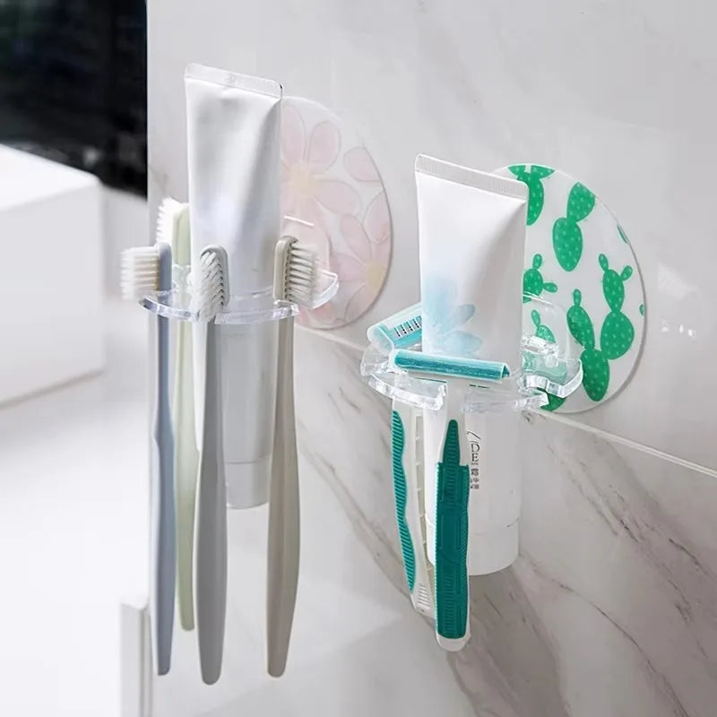 Toothbrush Holder Bathroom Creative Wall Mounted Multipurpose Storage Rack Household Punch Free Toothpaste Razor Holder