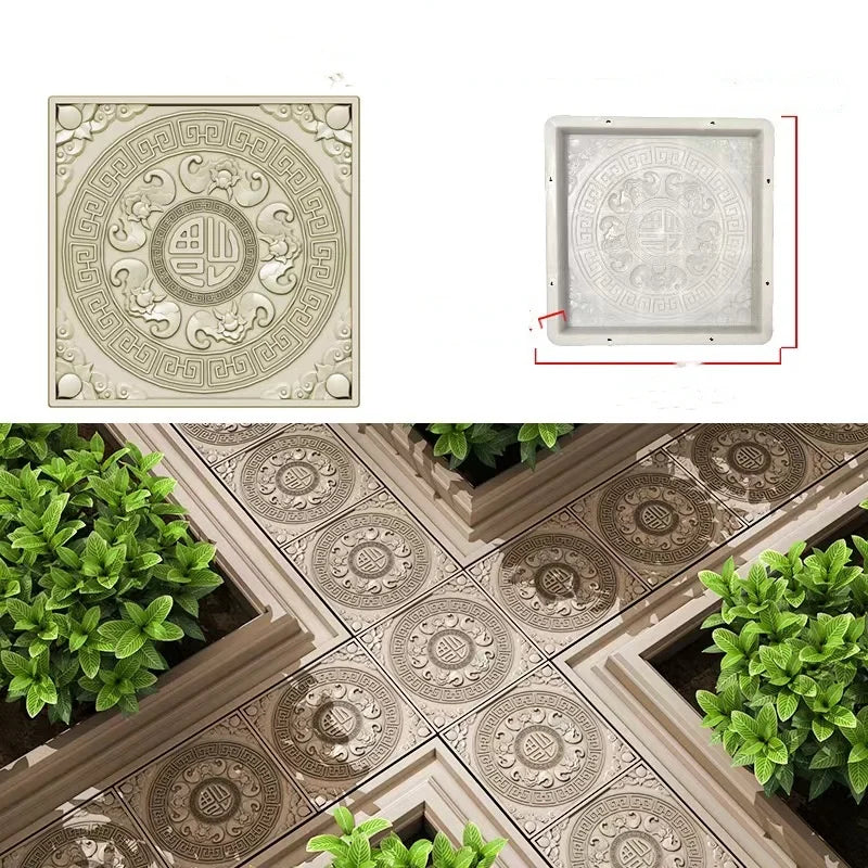 DIY Paving Casting Stepping Stone Square 1Pcs Road Concrete Mold Brick Antique Landscape Yard Decor Garden Reusable Making Tools