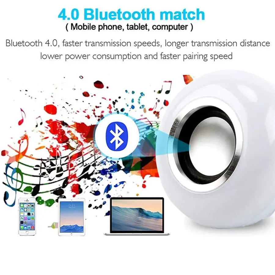 E27 Bluetooth Speaker Music Bulb RGB Lights Bulb 12W 85-265V with Remote Control For Live Room Bedroom Home Decor Lighting