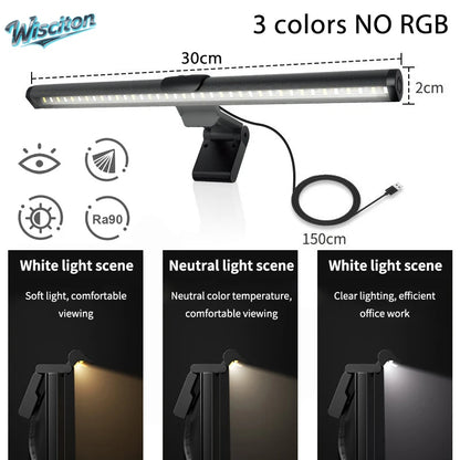 LED Monitor Light Bar Dimmable Night Light with 3 Colors Desk Lamp Learning Office Reading Eye Protection Screen Hanging Light