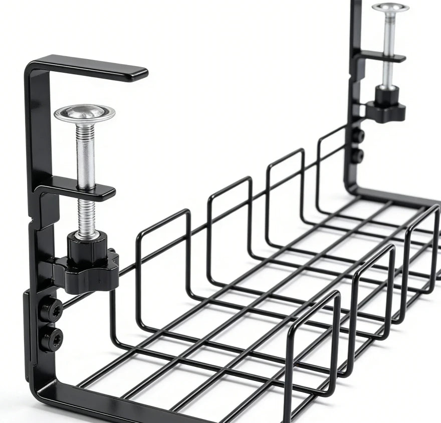 Metal under Table Storage Rack Cable Management Tray Wire Organizer for Home Office Desk No Punching Kitchen Storage Accessories