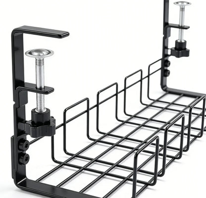 Metal under Table Storage Rack Cable Management Tray Wire Organizer for Home Office Desk No Punching Kitchen Storage Accessories