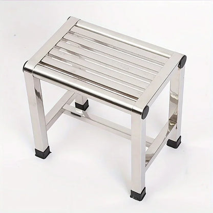 1Pc Multi-purpose Stainless Steel Stool - Durable Thick & Sturdy Stool, Ideal for Living Room, Bathroom, Kitchen and Corridors