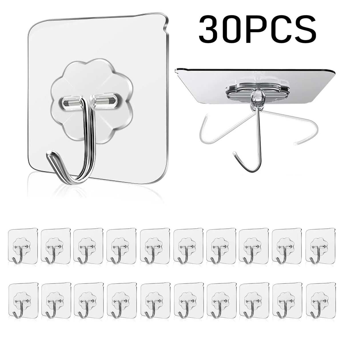 Waterproof and Oilproof Wall Hooks, Sticky Hooks for Kitchen Bathroom Shower Door Outdoor Wall Hanging Door Self-adhesive