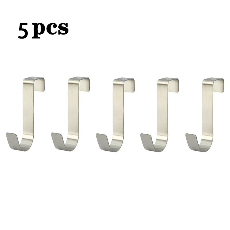 Multi-Purpose Cabinet Door Hooks, Over Door Hanger Rack for Kitchen Bathroom, Towel Coat Hat Clothes Storage Organizer