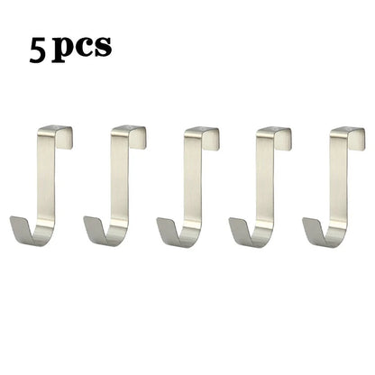 Multi-Purpose Cabinet Door Hooks, Over Door Hanger Rack for Kitchen Bathroom, Towel Coat Hat Clothes Storage Organizer