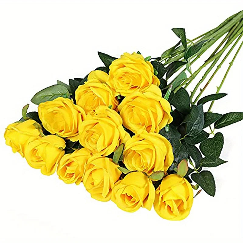 12pcs Realistic Artificial Rose Bouquet for Weddings, Birthdays, and More  for Floral Arrangements and Home Decor
