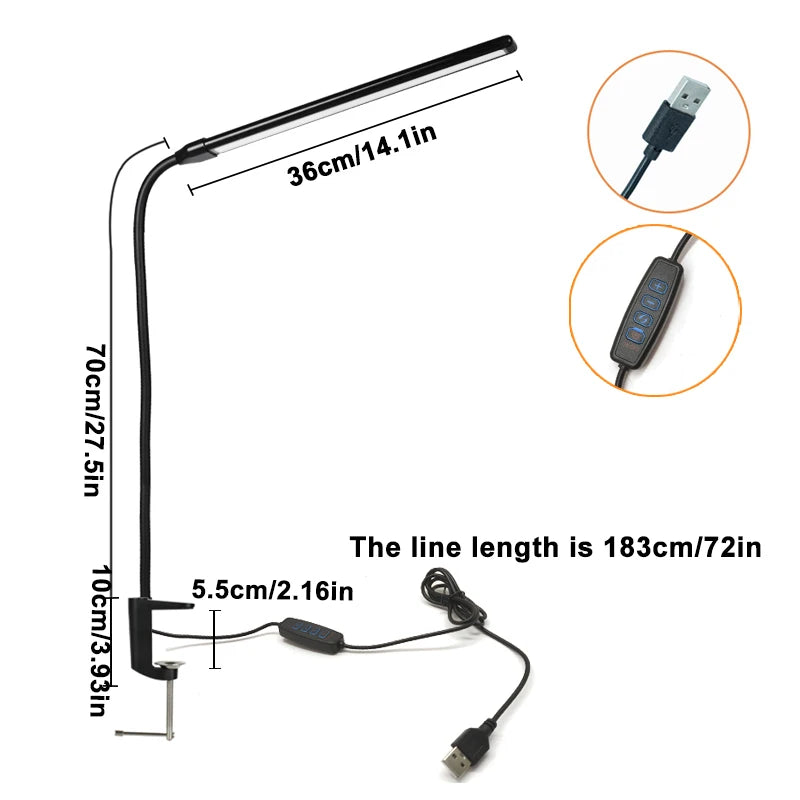 LED Eye-Caring Computer Monito Desk Lamp 10 Level Dimming 3 Color Mode Flexible LED Architect Table Light Reading Lamp for Home