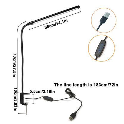 Home LED Eye-Caring Architect Desk Lamp No Flicker Flexible Gooseneck Dimmable Office PC Screen USB Table Light for Reading Work
