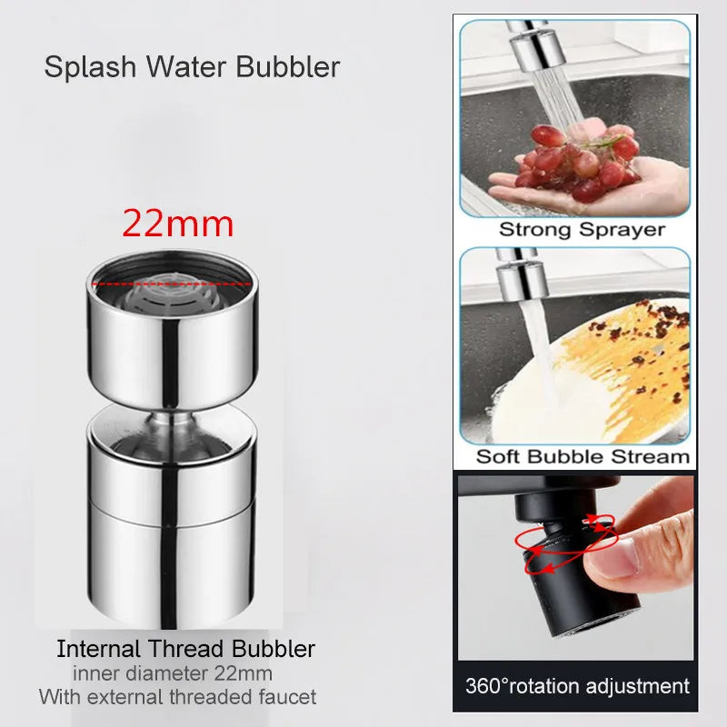 Brass New 2 Mode Washbasin Faucet Nozzle 360° Rotary Splashback Faucet Aerator Kitchen Sink Pressurized Faucet Aerator Bubbler