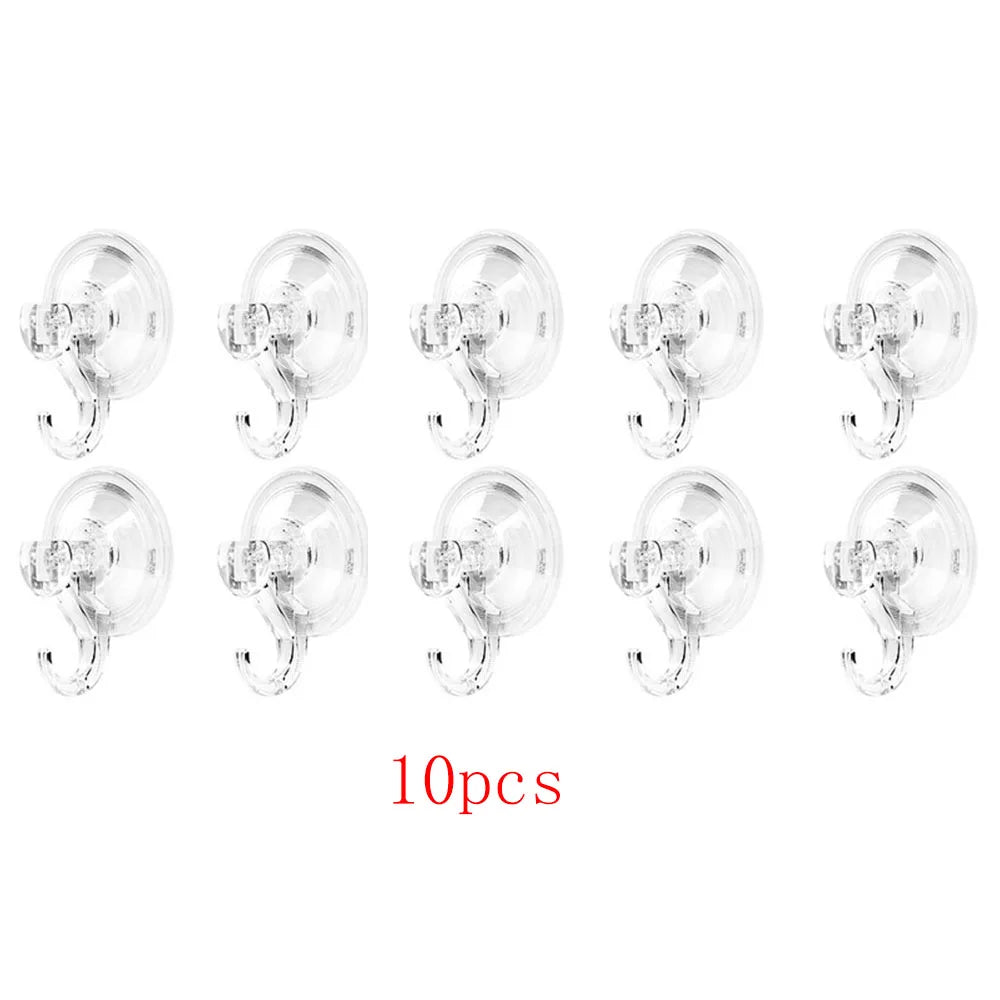 10pcs Suction Cup Hooks, Clear Reusable Heavy Duty Vacuum Suction Cup Hooks Glass Kitchen Bathroom Hooks for Towel