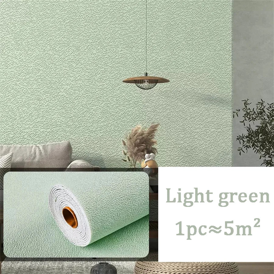 10m 3D Thicken self-adhesive wallpaper linen plain Diatom Mud wall stickers color decor renovation anti-collision Home Decor