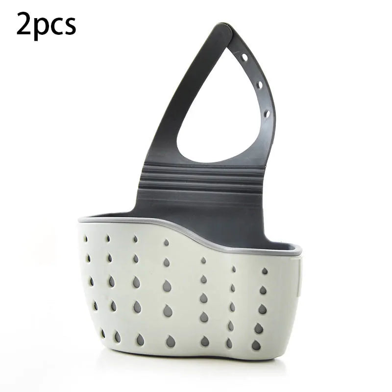 Sink Draining Hanging Basket Adjustable Kitchen Accessories Rubber Sink Bag Soap Sponge Shelf Faucet Holder for Bathroom 1PC
