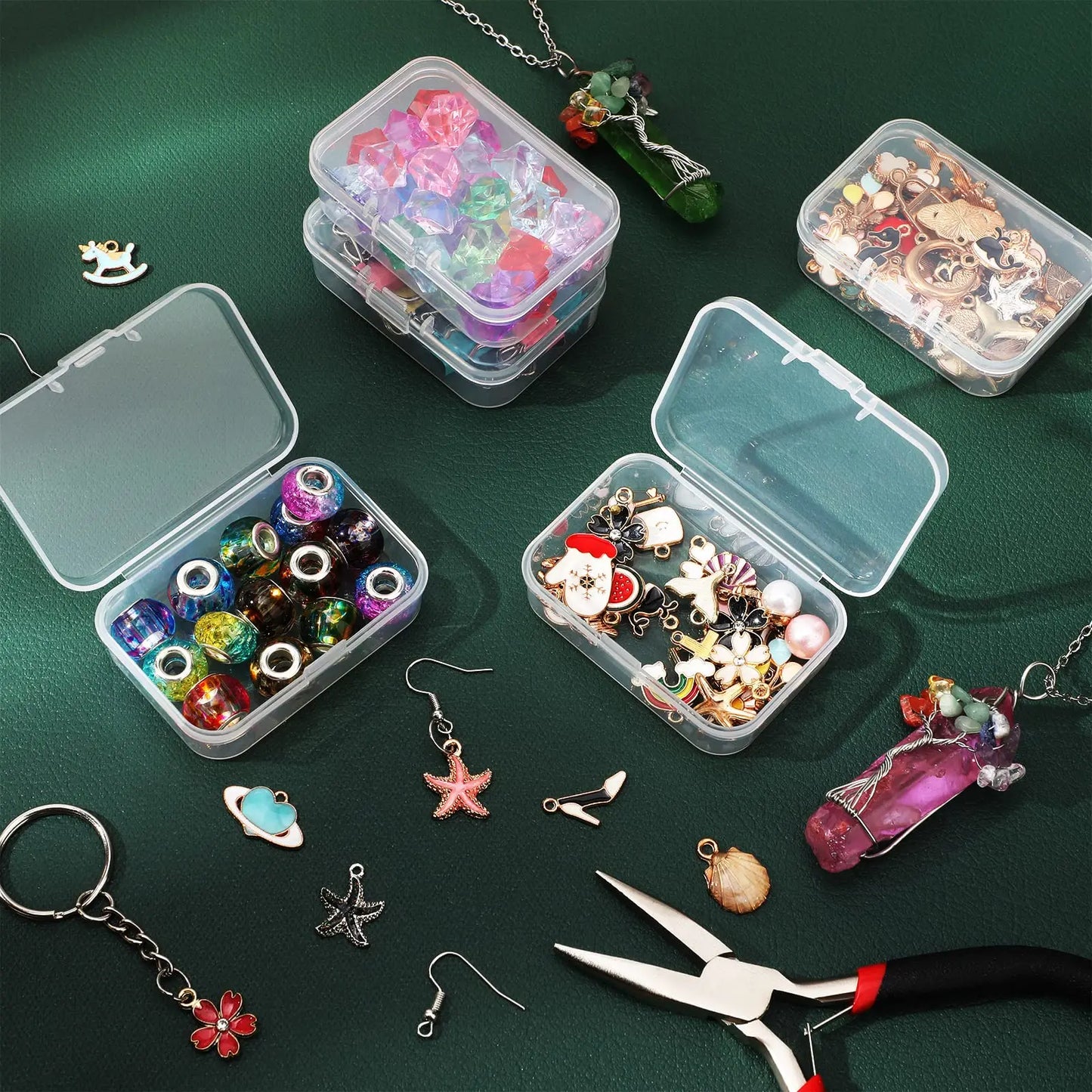5Pcs/10Pcs PP Storage Box Mini Transparent Plastic Case Container Square Rectangle Packaging Box for Jewellry Beads Small Items