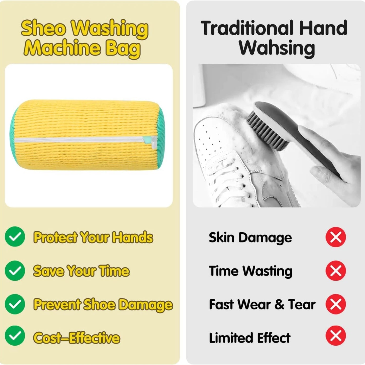 Durable Mesh Shoe Wash Bag with Zipper Rich Fluff Inside Protects Sneakers Casual Shoes in Washer Dryer Travel Storage Organizer