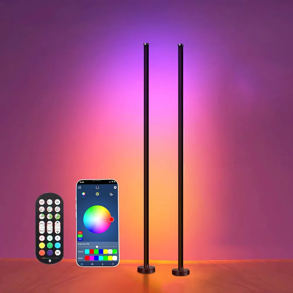 Smart LED Floor Lamp RGB Remote & APP Control Music Sync Corner Lighting Timer Modern Mood Standing Lamp for Living Room Gaming