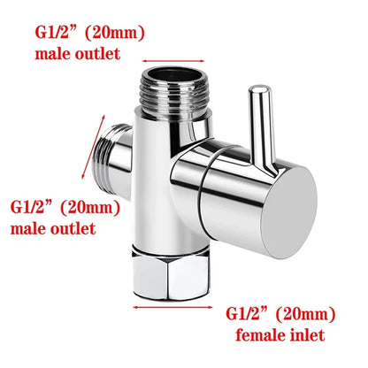 G1/2 inch diverter valve three-way T-type adapter for shower brass faucet connector bathroom faucet water diverter