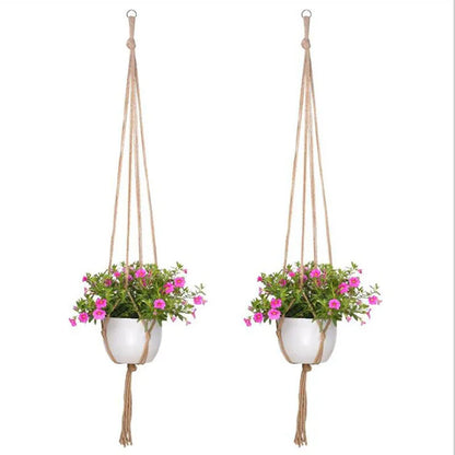 Gardening Green Plant Hanging Basket Cotton Rope Hanger Flower Pot  Handmade Macrame Pot Pocket Wall Boho Courtyard  Home Decor