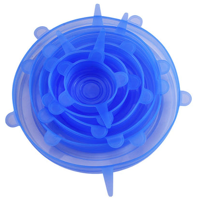 6Pcs/Set Transparent Silicone Kitchen Utensils Fresh-keeping Stretch Universal Bowl Cover Refrigerator Microwave Oven Sealed