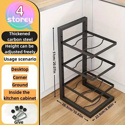 Pot and Pan Organizer Rack for under Cabinet Heavy Duty Pot Pan Rack under Sink Organizers and Storage Height Adjustable Cookwar