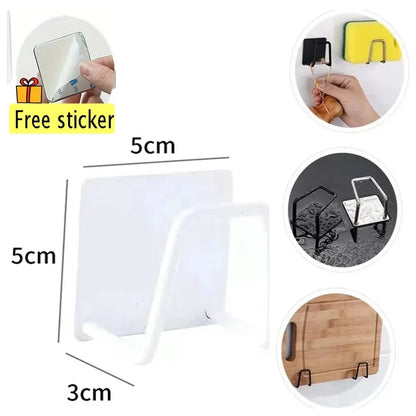 Kitchen Sponges Holder Stainless Steel Sink Sponges Drain Drying Rack Self Adhesive Storage Holder Wall Hooks Kitchen Organizer