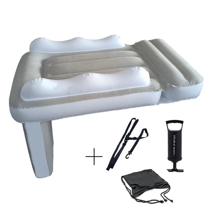 Infant Inflatable Mattress Kids Car Rear Car Mat Foldable Airplane Mattress Outdoor Travel Thickened Flocking Air Mattress