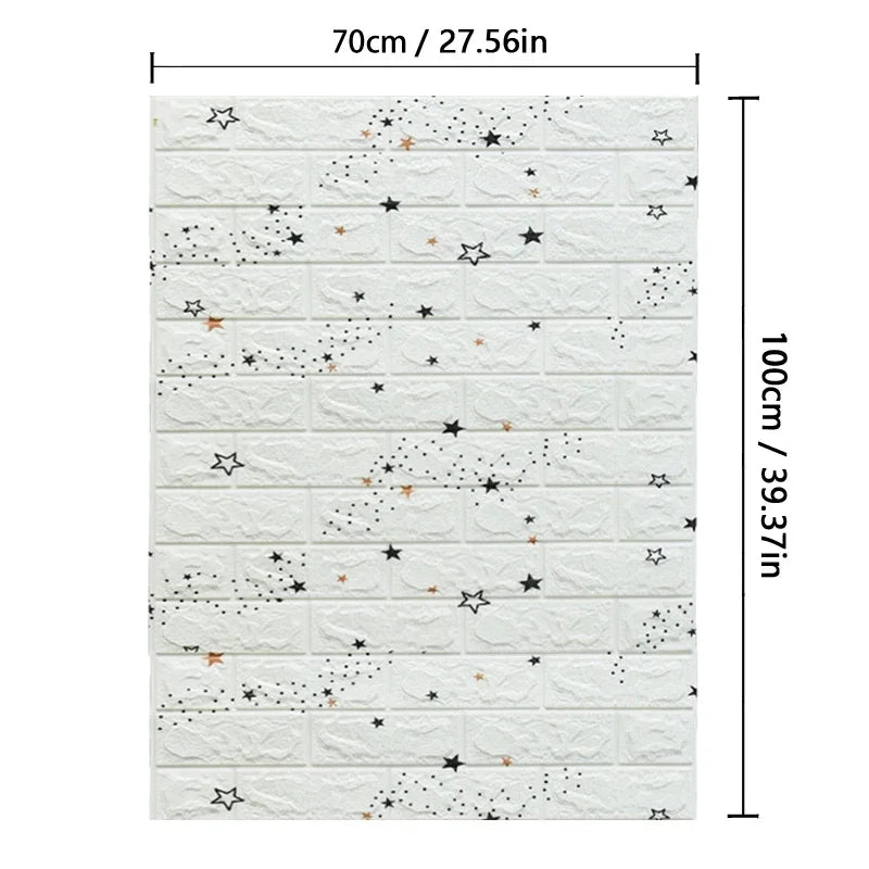 70cm*1M 3D Brick Pattern Wall Panels Wallpaper DIY Waterproof for Living Room Bedroom Kitchen Background Wall Decoration