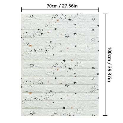 70cm*1M 3D Brick Pattern Wall Panels Wallpaper DIY Waterproof for Living Room Bedroom Kitchen Background Wall Decoration
