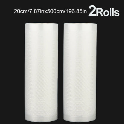 A set of 2 vacuum-sealed bags of the same size, with a length of 500CM, suitable for food storage vacuum low-temperature cooking