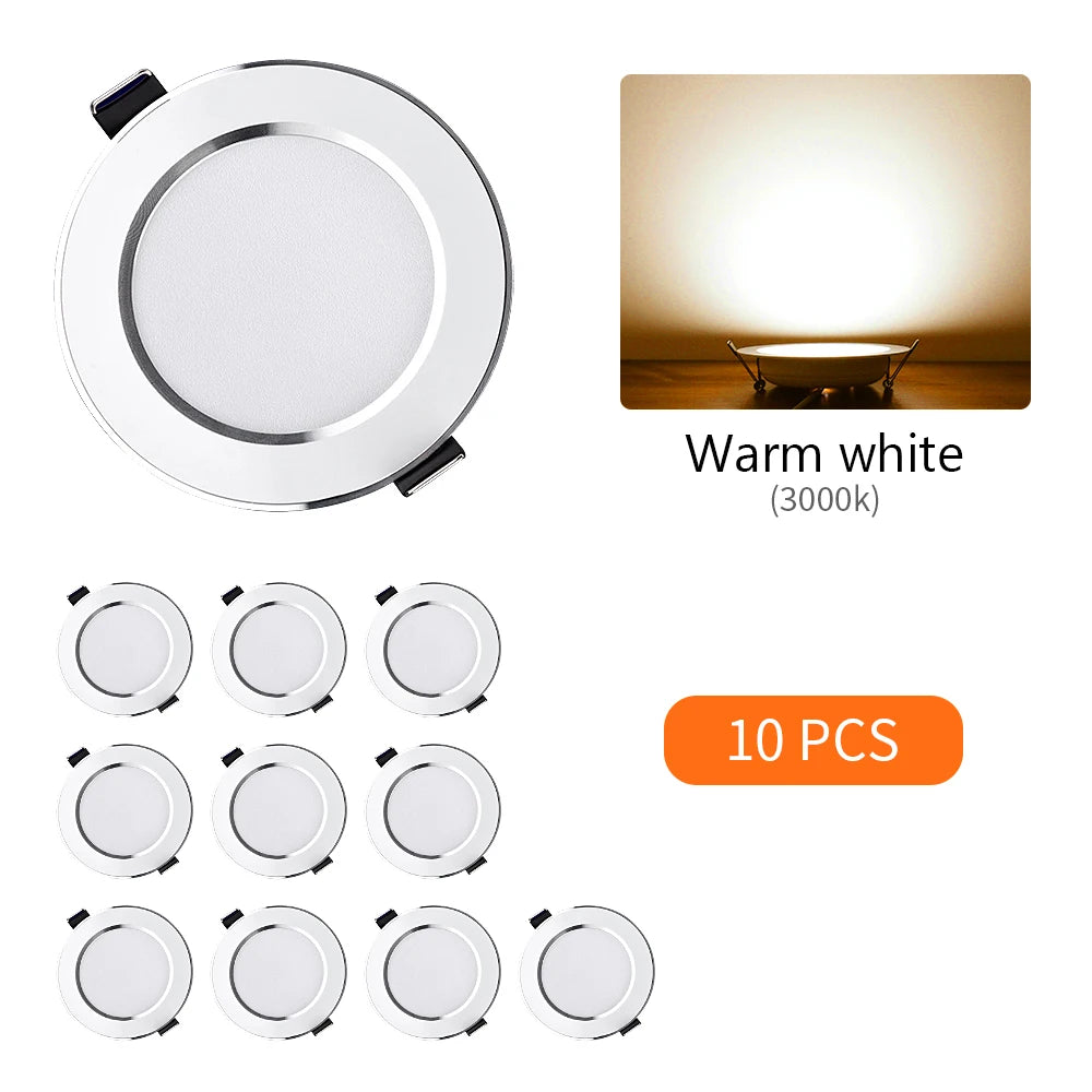 10pcs/Lot LED Downlight 5W 9W 12W 15W Recessed Ceiling Lamp Round LED Panel Down Lights Spotlight For Living Room Lighting