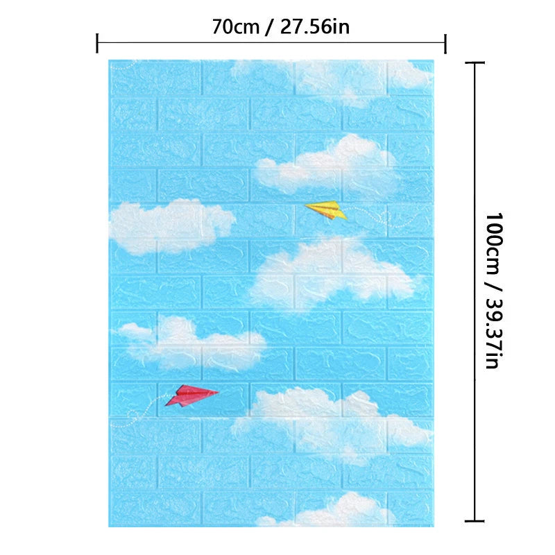 70cm*1M 3D Brick Pattern Wall Panels Wallpaper DIY Waterproof for Living Room Bedroom Kitchen Background Wall Decoration