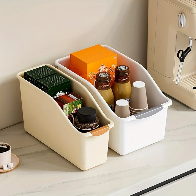 Curved Plastic Storage Bins Set - Multipurpose Home Organization Boxes for Cleaning Supplies & Household Essentials