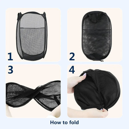 Mesh Laundry Basket Collapsible, Pop Up Foldable Hamper for Clothes Storage and Travel, Space Saver, корзина для белья, Home