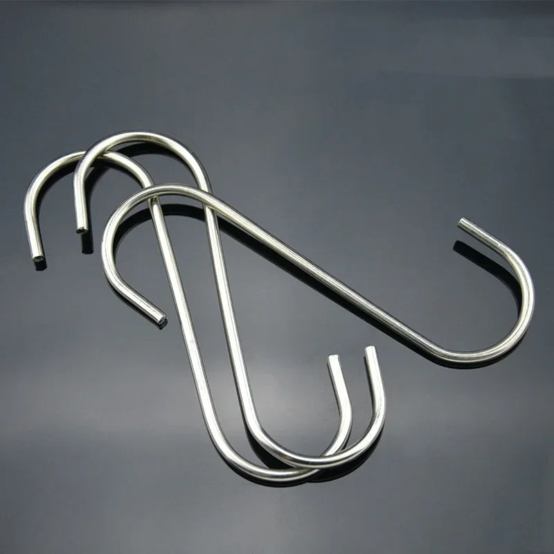 10pcs Stainless Steel S Shaped Hook Kitchen Bathroom Clothing Hooks Multi-functional Metal Hanging Hook