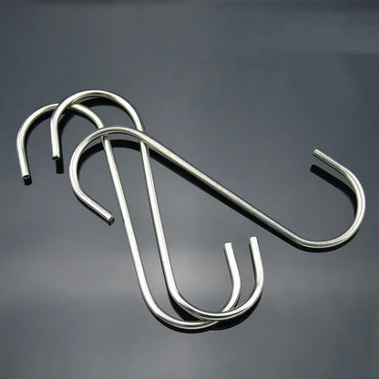 10pcs Stainless Steel S Shaped Hook Kitchen Bathroom Clothing Hooks Multi-functional Metal Hanging Hook