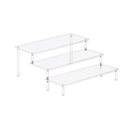 Transparent Acrylic Display Stand Pottery Storage Rack - Doll Clay Figurine Ladder Shelf for Makeup Organization Home Store