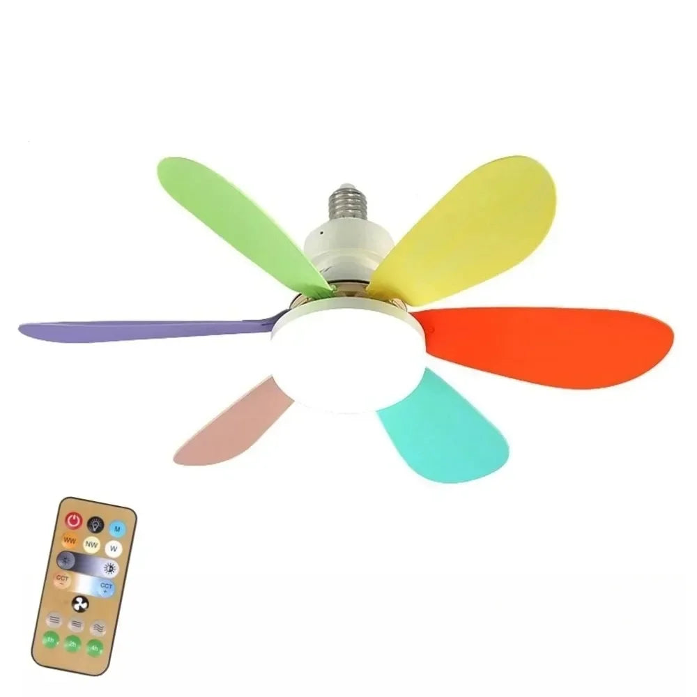 Ceiling Fan with Light with Remote Control E27 LED Ceiling Fan Lamps for Room Living Room Bedroom Kitchen Home Use