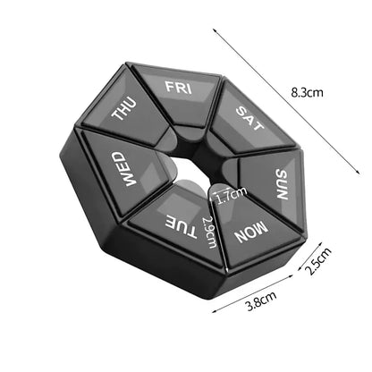 2Pcs 7 Days Pill Storage Box Mini Travel Portable Medicines Dispenser Box Multifunction Plastic Seven Compartment Sealer Box