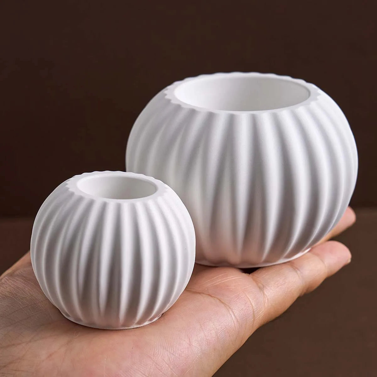 S/M/L Stripe Candle Cup Silicone Mold DIY Handmade Round Flowerpot Plaster Resin Candlestick Craft Casting Molds Home Decor