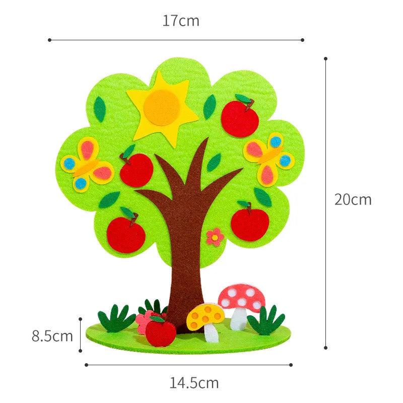 DIY Handmade Four Seasons Tree Crafts Toys Non-woven Material Paste Game Kindergarten Teaching Aids Home Decor Kids Puzzle Toys