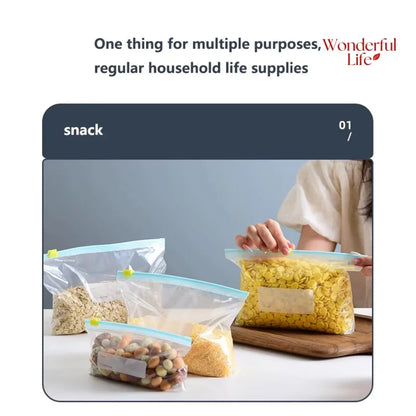 10/45Pcs Reusable Storage Bags with Zipper Lock Food Grade Transparent Perfect for Kitchen Organization and Pantry