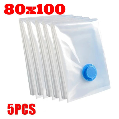 5Pcs Vacuum Storage Bags or 1Pcs Pump, Vacuum Seal Bag Space Saving Bags for Comforters Clothes Pillow Bedding Blanket Storage