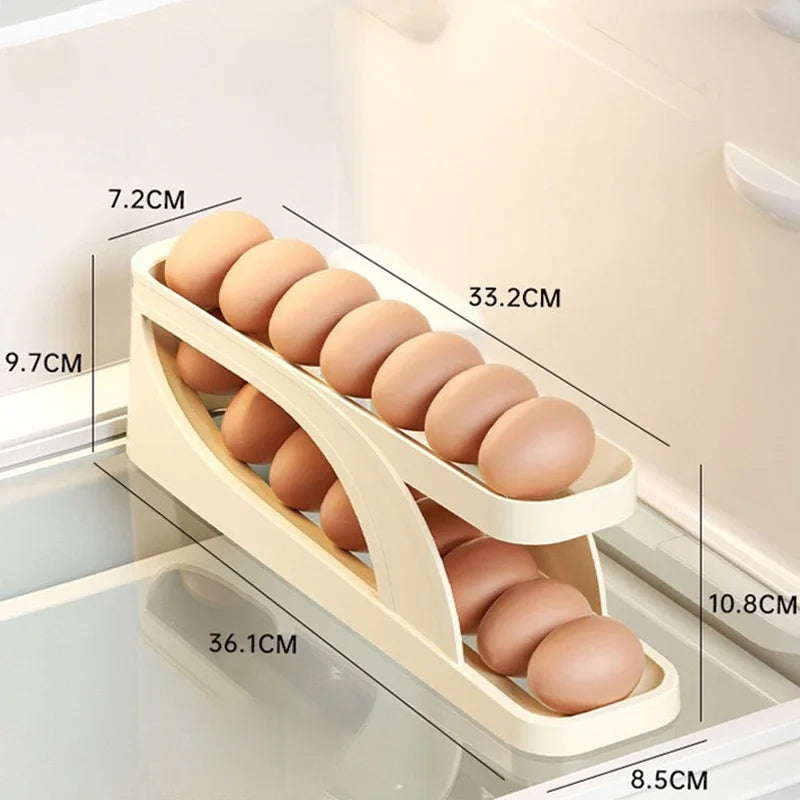 Slide Type Egg Carton Double Automatic Egg Roller Refrigerator Side Door Egg Storage Kitchen Countertop Egg Holder