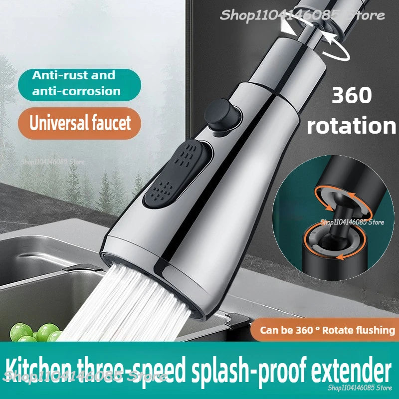 1pc Faucet Extender Metal Alloy,Three Modes,Head Water Saver Home Extended Shower Spray Filter  Faucet Extender  Kitchen