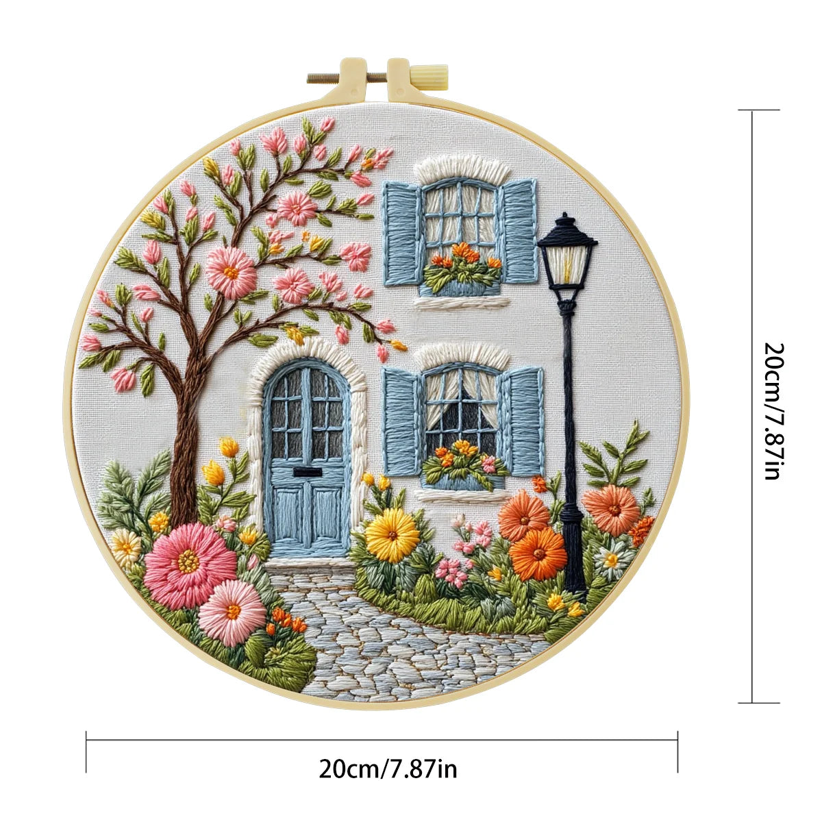 1pc 20X20CM/7.87inch The garden in front of the door Embroidery Starter Kit DIY kit Home Decor Craft Painting Sewing Art