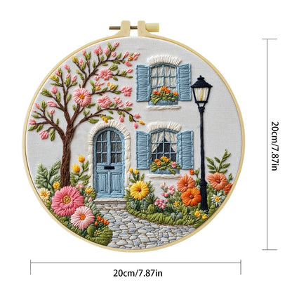 1pc 20X20CM/7.87inch The garden in front of the door Embroidery Starter Kit DIY kit Home Decor Craft Painting Sewing Art